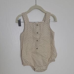Toddler Beige Chevron Romper
